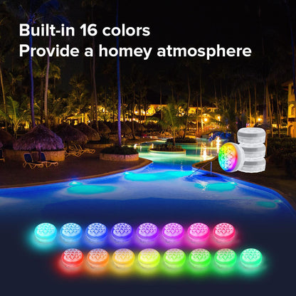 SANSI IP68 Wasserdichtes RGB-Poollicht, Wiederaufladbare Outdoor-LED-Lampe für 20 Stunden Betrieb – geeignet für Swimmingpool, Teich, Dusche, Bad