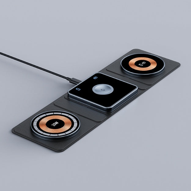 3-in-1 Magnetische Faltbare Kabellose Ladestation für iPhone – Transparente Schnellladung für iWatch und AirPods