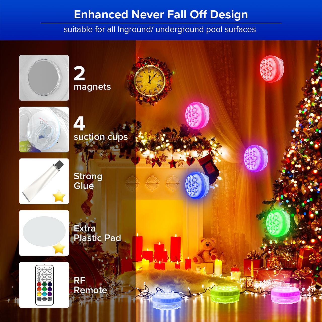 SANSI IP68 Wasserdichtes RGB-Poollicht, Wiederaufladbare Outdoor-LED-Lampe für 20 Stunden Betrieb – geeignet für Swimmingpool, Teich, Dusche, Bad