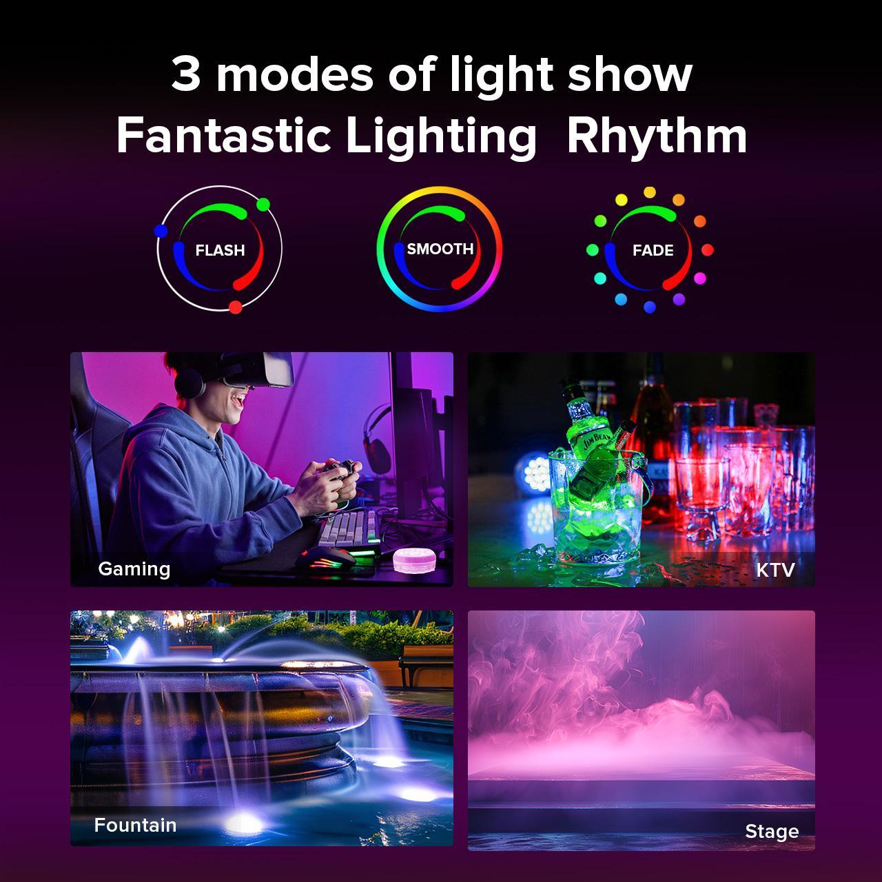 SANSI IP68 Wasserdichtes RGB-Poollicht, Wiederaufladbare Outdoor-LED-Lampe für 20 Stunden Betrieb – geeignet für Swimmingpool, Teich, Dusche, Bad