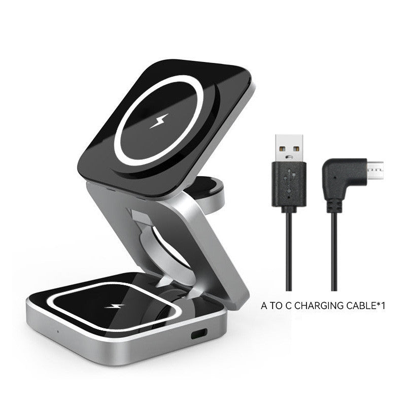 3-in-1 Faltbare Kabellose Ladestation – Magnetisches Wireless Charging für mehrere Geräte