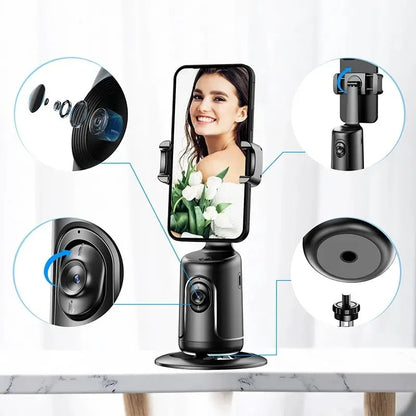 360° Auto Face Tracking Gimbal – KI-Smart-Gimbal mit automatischer Gesichtserkennung, Handyhalterung für Smartphone, Video, Vlog, Live-Streaming, Stabilisator & Stativ